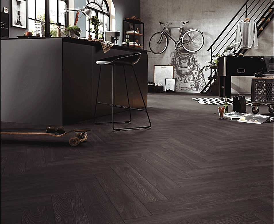 Kronotex - Balıksırtı Laminat Parke - D6010 Black Oak